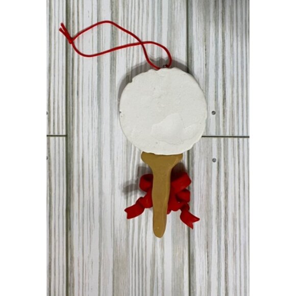 Golf Ball Christmas Ornament With Red Bow & Tee Design 3.25" - Picture 3 of 3